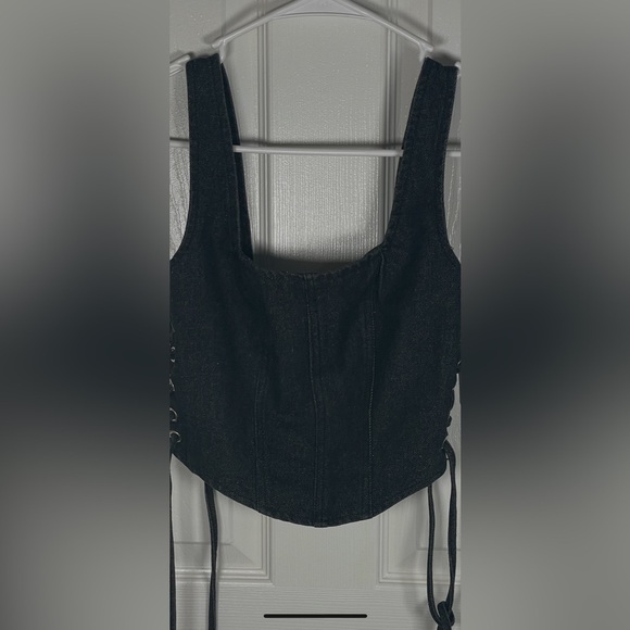 Altar’d State Denim Bustier Top Black Wash NWT XS - Picture 5 of 12